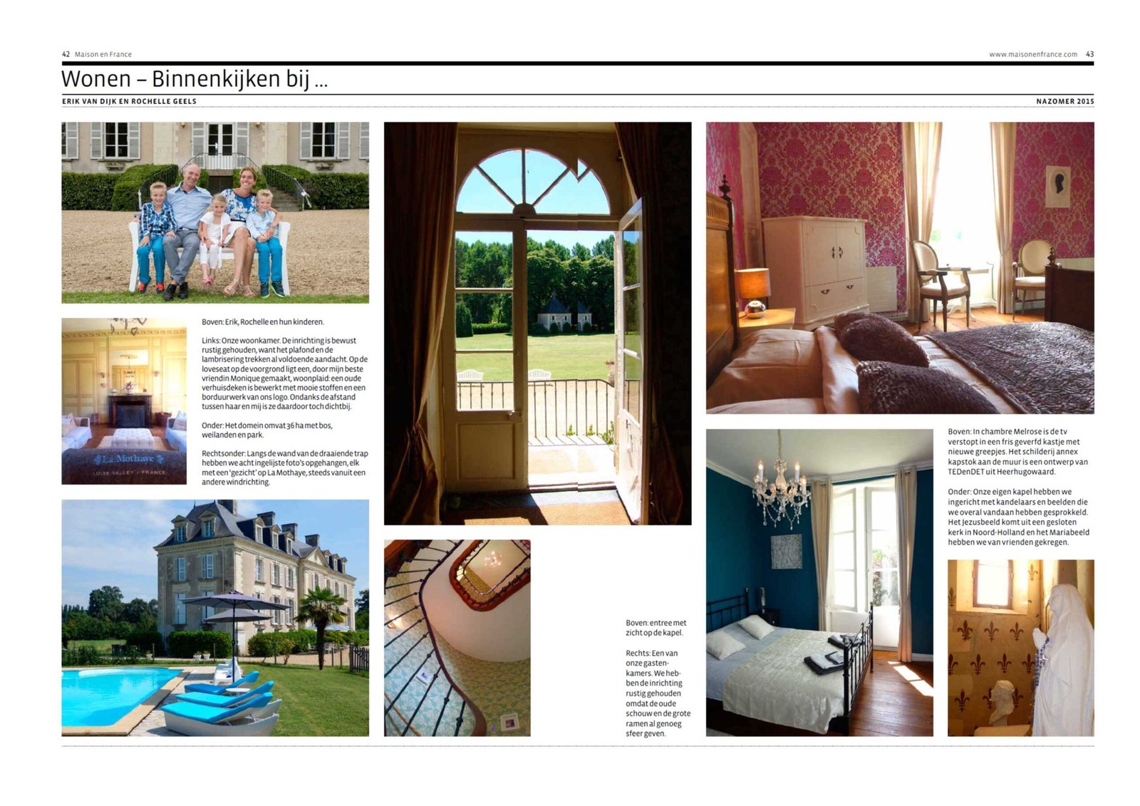 Publicatie Maison en France kasteelovernachting Loire Frankrijk